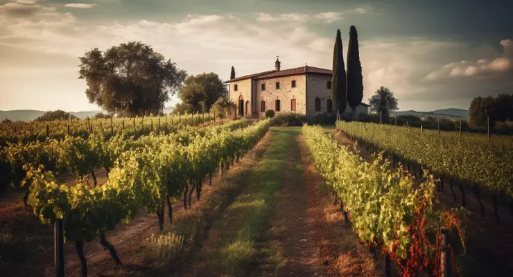 Rustic Winery Chianti Region Tranquil Sunset Generated By Ai