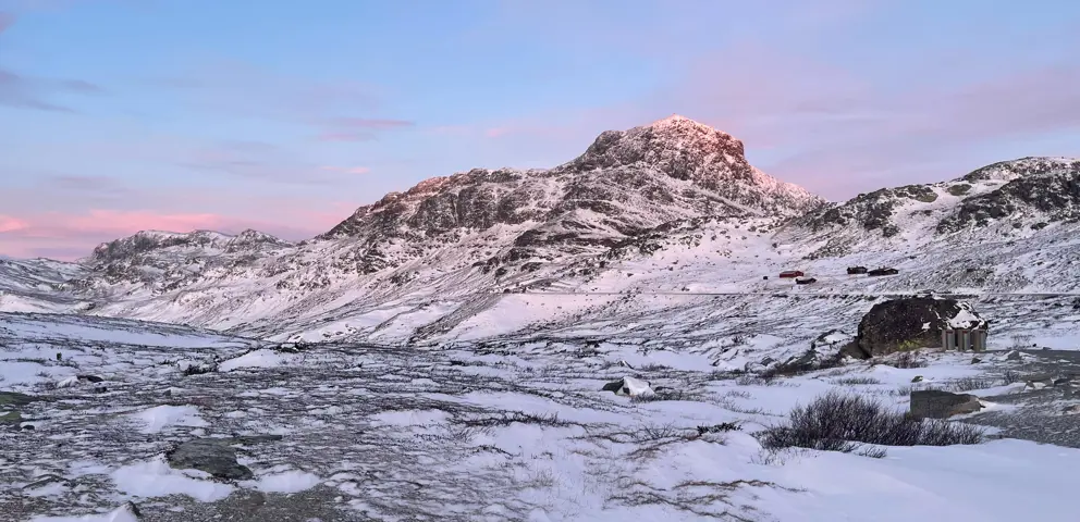 Vinterbilde av fjellandsskap